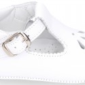 Soft Nappa leather little BABY T-Strap shoes with chopped design.