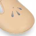 Soft Nappa leather little BABY T-Strap shoes with chopped design.