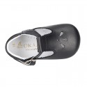 Soft Nappa leather little BABY T-Strap shoes with chopped design.