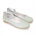 Soft suede leather little girl Mary Janes with WAVES design.