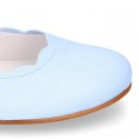 Soft suede leather little girl Mary Janes with WAVES design.