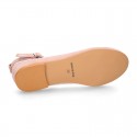 Soft suede leather little girl Mary Janes with WAVES design.