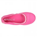 Stretch girl ballet flat shoes with toe cap in washable nappa leather.