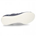 Stretch girl ballet flat shoes with toe cap in washable nappa leather.