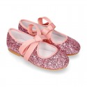 SOFT GLITTER little Girl Mary Jane shoes angel style in fashion colors.