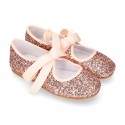 SOFT GLITTER little Girl Mary Jane shoes angel style in fashion colors.