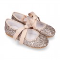 SOFT GLITTER little Girl Mary Jane shoes angel style in fashion colors.