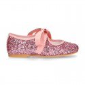 SOFT GLITTER little Girl Mary Jane shoes angel style in fashion colors.