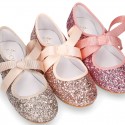 SOFT GLITTER little Girl Mary Jane shoes angel style in fashion colors.