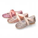 SOFT GLITTER little Girl Mary Jane shoes angel style in fashion colors.