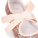 SOFT GLITTER little Girl Mary Jane shoes angel style in fashion colors.