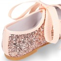 SOFT GLITTER little Girl Mary Jane shoes angel style in fashion colors.