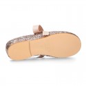 SOFT GLITTER little Girl Mary Jane shoes angel style in fashion colors.