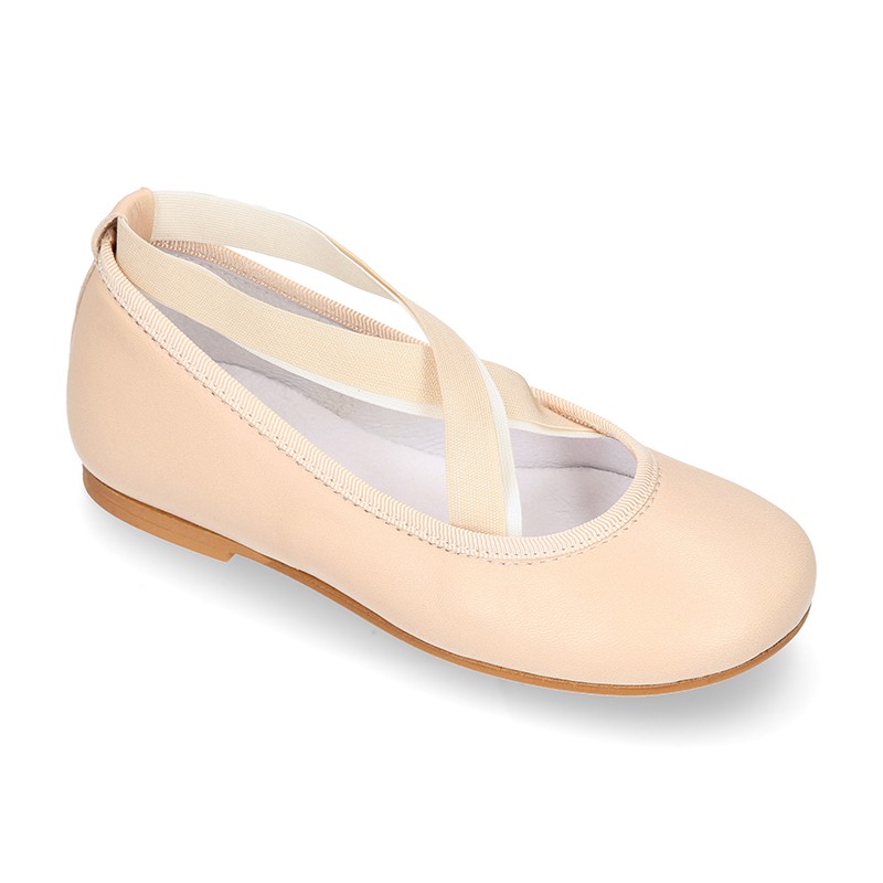 ASOS DESIGN Wide Fit Los Angeles ruched ballet flats with elastic strap in  rose | ASOS