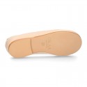 IVORY SOFT NAPPA leather Girl Ballet flat shoes dancer style with elastic bands.