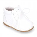 Little bear safari style boots in WHITE patent leather.