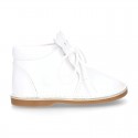 Little bear safari style boots in WHITE patent leather.