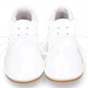 Little bear safari style boots in WHITE patent leather.