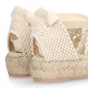 Girl Cotton Canvas CEREMONY espadrille shoes with ties and LACE design.