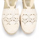 Girl Cotton Canvas CEREMONY espadrille shoes with ties and LACE design.