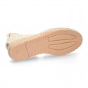 Girl Cotton Canvas CEREMONY espadrille shoes with ties and LACE design.