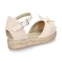 Cotton Canvas CEREMONY espadrille shoes with FLOWER design and buckle fastening.