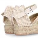 Cotton Canvas CEREMONY espadrille shoes with FLOWER design and buckle fastening.