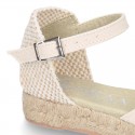 Cotton Canvas CEREMONY espadrille shoes with FLOWER design and buckle fastening.