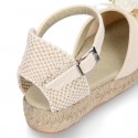 Cotton Canvas CEREMONY espadrille shoes with FLOWER design and buckle fastening.