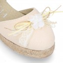 Cotton Canvas CEREMONY espadrille shoes with FLOWER design and buckle fastening.