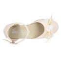 Cotton Canvas CEREMONY espadrille shoes with FLOWER design and buckle fastening.