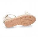 Cotton Canvas CEREMONY espadrille shoes with FLOWER design and buckle fastening.