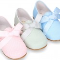 CEREMONY LINEN Laces up shoes for little kids in pastel colors.