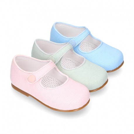 CEREMONY LINEN Little Girl Mary Jane shoes in pastel colors.