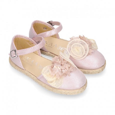 METAL MAKE UP PINK canvas girl espadrille shoes with FLOWER design.