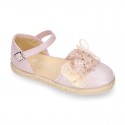 METAL MAKE UP PINK canvas girl espadrille shoes with FLOWER design.