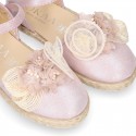 METAL MAKE UP PINK canvas girl espadrille shoes with FLOWER design.