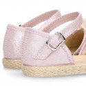 METAL MAKE UP PINK canvas girl espadrille shoes with FLOWER design.