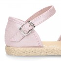 METAL MAKE UP PINK canvas girl espadrille shoes with FLOWER design.