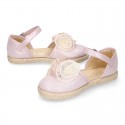 METAL MAKE UP PINK canvas girl espadrille shoes with FLOWER design.