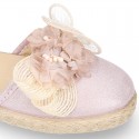 METAL MAKE UP PINK canvas girl espadrille shoes with FLOWER design.