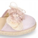 METAL MAKE UP PINK canvas girl espadrille shoes with FLOWER design.