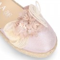 METAL MAKE UP PINK canvas girl espadrille shoes with FLOWER design.