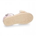 METAL MAKE UP PINK canvas girl espadrille shoes with FLOWER design.