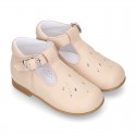 EXTRA SOFT Nappa Leather Kids T-strap shoes with buckle fastening.