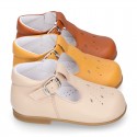 EXTRA SOFT Nappa Leather Kids T-strap shoes with buckle fastening.