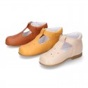 EXTRA SOFT Nappa Leather Kids T-strap shoes with buckle fastening.