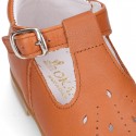 EXTRA SOFT Nappa Leather Kids T-strap shoes with buckle fastening.