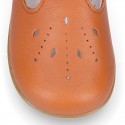 EXTRA SOFT Nappa Leather Kids T-strap shoes with buckle fastening.