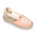 PIQUE Cotton Canvas Girl espadrille shoes with ties closure design.